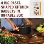 Pasta Grande - Fun Pasta Shaped Silicone Kitchen Tools in a Gift Box / 4 of our Pasta-shaped kitchen gadgets in one festive giftbox/Farfalloni, Ravioli, Penneli & Mafaldine/by Monkey Business - Image 3