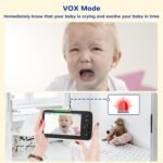 Baby Monitor with Camera and Audio, 5'' Screen Baby Monitors No WiFi, 30-Hour Battery, Remote Pan-Tilt-Zoom Video Baby Monitor, Night Vision,VOX,2-Way Talk, Temperature, 8 Lullabies and 1000ft Range - Image 5