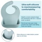 PandaEar Set of 2 Cute Silicone Bibs for Babies & Toddlers (10-72 Months) Waterproof, Soft, Unisex - Blue/Green - Image 3