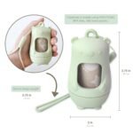 Teddy Bear Diaper Bag Dispenser | Diaper Trash Bags on the Go Dispenser w/Silicon Strap | 15 UNSCENTED Baby Poop Bags per Roll | Dirty Diaper Bags Disposable | Diaper Waste Bags (SAGE GREEN) - Image 3