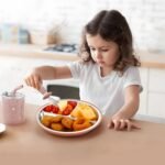 PandaEar 6-in-1 Stainless Steel Baby Feeding Set | Divided Suction Plate, Bowl, Sippy Cup with Straw, Bib, Spoon & Fork | BPA-Free Toddler Feeding Essentials for Self-Feeding (Pink) - Image 3