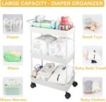 Baby Diaper Caddy, Plastic Movable Cart for Newborn Nursery Essentials Diaper Storage Caddy Organizer for Changing Table & Crib, Easy to Assemble, Beige - Image 7