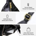 Hobo Bags for Women Foldable Vegan Leather Shoulder Handbag Slouchy Tote Crossbody Purses（Black） - Image 4