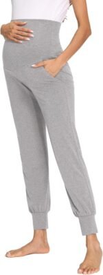 fitglam Women's Maternity Pants Over Belly Lounge Pajamas Clothes Pregnancy Must Haves Joggers with Pockets - Image 3