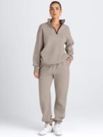 AUTOMET Women's Sweatsuits 2 Piece Outfits Lounge Sets Long Sleeve Half Zip Pullover and Baggy Sweatpants with Pockets - Image 3