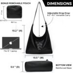 Hobo Bag for Women, Soft Vegan Leather Slouchy Shoulder Tote Purse with Matching Pouch, Adjustable Strap & Magnetic Closure - Image 5