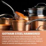 Gotham Steel Hammered 15 Pc Ceramic Cookware Set Nonstick, Induction Pots and Pans Set Non Stick with Bakeware Set & Steamer for Cooking, Non Toxic PFOA PFOS Free, Oven & Dishwasher Safe - Copper - Image 4