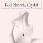 Crystalline Azuria Teardrops Set with Red Zirconia Crystals Necklace 18 inches Dangle Earrings Bracelet 18K White Gold Plated - Image 3