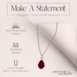 Crystalline Azuria Teardrops Set with Red Zirconia Crystals Necklace 18 inches Dangle Earrings Bracelet 18K White Gold Plated - Image 5