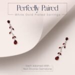 Crystalline Azuria Teardrops Set with Red Zirconia Crystals Necklace 18 inches Dangle Earrings Bracelet 18K White Gold Plated - Image 6