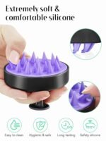HEETA Scalp Massager Hair Growth, Soft Silicone Scalp Scrubber Shampoo Brush for Exfoliation, Dandruff Removal Head Massage Stress Relax, Wet & Dry Use for Thick Thin Curly Hair Care, Black - Image 4