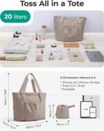 BAGSMART Foldable Tote Bag with Drawstring Bag, Large Tote Bag Shoulder Bag Top Handle Handbag for Travel, Work, Beach, Gym - Image 4