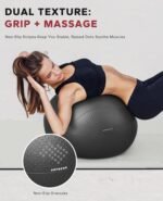HAPBEAR Exercise Ball (22''/26''/30'') - Anti-Burst Slip-Resistant Yoga/Pilates Ball for Core Training & Posture Improvement, Home Gym/Rehab/Pregnancy Ball, Quick Pump & 3 Resistance Bands Included - Image 4