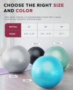 HAPBEAR Exercise Ball (22''/26''/30'') - Anti-Burst Slip-Resistant Yoga/Pilates Ball for Core Training & Posture Improvement, Home Gym/Rehab/Pregnancy Ball, Quick Pump & 3 Resistance Bands Included - Image 5