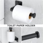 Matte Black Bathroom Accessories Set, KLJKPA 4 Pieces Bathroom Hardware Set, 24 inch Towel Bar, Towel Racks for Bathroom, Robe Towel Hooks, Toilet Paper Holder Wall Mounted - Image 5