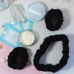 FROG SAC Puffy Spa Headband and Wristbands for Face Washing, Fuzzy Skincare Headbands for Women, Soft Makeup Skin Care Hair Accessories for Girls, Bubble Make Up Sleepover Party Supplies (Black) - Image 5