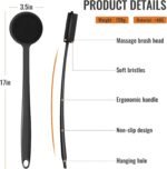 Silicone Back Scrubber for Shower, 17in Lengthen Long Handle Body Brush, Double Sided Shower Brush for Shower Exfoliating and Massage Can Produce Rich Foam, Long Handle Back Scrubber for Men - Image 3