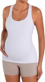 Sunzel Maternity Tank Tops with Built in Bra Sleeveless Pregnancy Racerback Summer Cami Shirts - Image 4