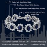Gem Stone King 27.00 Cttw Royal Blue Simulated Sapphire and White CZ Tennis Bracelet For Women | 8X6MM Oval and 3MM Round | 7 Inch with Security Clasp - Image 3