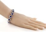 Gem Stone King 27.00 Cttw Royal Blue Simulated Sapphire and White CZ Tennis Bracelet For Women | 8X6MM Oval and 3MM Round | 7 Inch with Security Clasp - Image 5