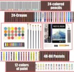 KINSPORY 168-Pack Art Supplies, Deluxe Wooden Art Set Crafts Drawing Painting Coloring Kit, 3 Pack Coloring Pads， Creative Gift Box for Artist Beginners Kids Girls Boys - Image 3