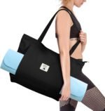 WLLWOO WLLWOO Yoga Bags for Women with Yoga Mats Bags Carrier Carryall Canvas Tote for Pilates Shoulder for Travel Office Beach Workout - Image 3
