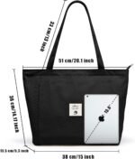 WLLWOO WLLWOO Yoga Bags for Women with Yoga Mats Bags Carrier Carryall Canvas Tote for Pilates Shoulder for Travel Office Beach Workout - Image 4