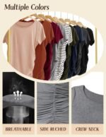 Happy.angel Maternity Shirts Short Sleeves Women's Pregnancy Top Tees Crew Neck Side Ruched Tunic Blouses Summer Clothes - Image 6