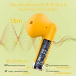 Wireless Earbuds, Bluetooth 5.4 Headphones in Ear with Noise Cancelling Mic, Bluetooth Earbuds Stereo Bass, IP7 Waterproof Sports Earphones, 32H Playtime USB C Charging Ear Buds Yellow for Android iOS - Image 3
