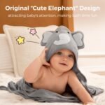 Momcozy Cute Elephant Hooded Baby Towel- 8 Piece Bath Essential, 2 x Towels and 6 x Wash Cloth Set- Perfect Shower Gift for Boys or Girls - Soft and Comfort for Newborn, Infant and Toddler - Image 5