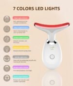 7 Color Face and Neck Massager Light Therapy, Red Light Based Facial Massager for Skin Care, Smoothing, Firming (White) - Image 3