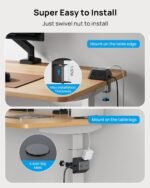 Desk Clamp Power Strip, Surge Protector with 5 AC Outlets and 3 USB Ports, Desk Mount Charging Station, Fit 1.97in Tabletop Edge Thick, 6FT Extension Cord, for Home Office Gaming Accessories - Image 4