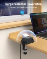 Desk Clamp Power Strip, Surge Protector with 5 AC Outlets and 3 USB Ports, Desk Mount Charging Station, Fit 1.97in Tabletop Edge Thick, 6FT Extension Cord, for Home Office Gaming Accessories - Image 5