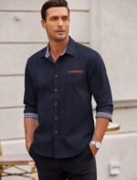 COOFANDY Men's Long Sleeve Casual Button Down Shirts Untucked Shirts Plaid Collar Vintage Denim Shirt - Image 3