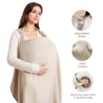 Konssy Muslin Nursing Cover for Baby Breastfeeding, Breathable 100% Cotton Breastfeeding Cover with Rigid Hoop for Mother Nursing Apron, Multi-use Carseat Canopy (Summer Wheat) - Image 3