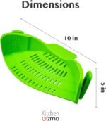 Kitchen Gizmo Snap N' Strain Clip On Strainer for Pots and Pans - Collapsible Silicone Pasta Strainer and Kitchen Gadget for Cooking - Easy to Use, Heat Resistant and Space Saving Colander - Green - Image 4