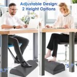 Foot Rest,Desk & Gaming Accessories,Foot Rest for Under Desk at Work,Comfortable Footrest with 2 Adjustable Heights & Removable Cover, Office Desk Accessories（Gray） - Image 4