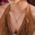 Montana West Wrangler Heart Turquoise Pendant Necklace for Women Western Gold Plated Cowgirl Cowboy Classic Trendy Jewelry - Image 3