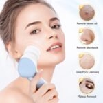 COSLUS Facial Cleansing Brush Silicone Face Scrubber: 2 in1 FBS-D Electric Exfoliating Massage Device Waterproof Deep Cleaning Exfoliation Rotating Spa Machine - Electronic Skin Care Wash Clean System - Image 4