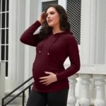 GINKANA Maternity Hoodie Long Sleeves Shirts Casual Maternity Top Pregnancy Sweatshirt Casual Clothes - Image 3