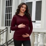 GINKANA Maternity Hoodie Long Sleeves Shirts Casual Maternity Top Pregnancy Sweatshirt Casual Clothes - Image 4