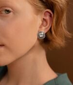 Designer Inspired Two Toned Cable Cubic Zirconia Earrings Studs for Women Trendy Gift - Image 3