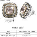 Designer Inspired Two Toned Cable Cubic Zirconia Earrings Studs for Women Trendy Gift - Image 5