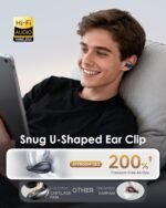 King Lucky Clip-On Earbuds,Comfort Air Cushion Open Ear Earbuds Wireless Bluetooth 5.4 Multipoint, Open Ear Headphones with Mic,Anti-Mistouch,45H Playtime,IP56 Waterproof for Sports,Small Ears&Sleep - Image 3