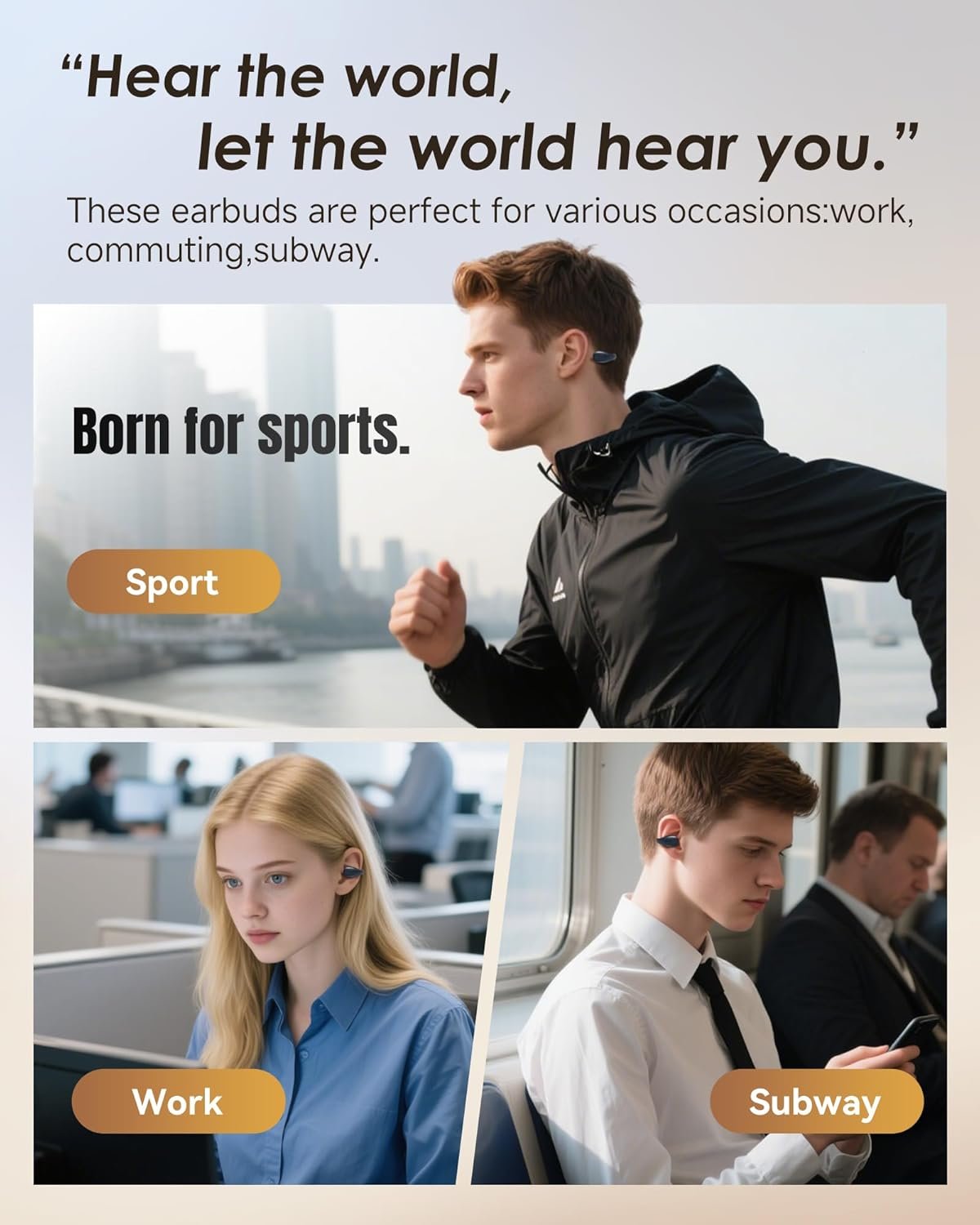 King Lucky Clip-On Earbuds,Comfort Air Cushion Open Ear Earbuds Wireless Bluetooth 5.4 Multipoint, Open Ear Headphones with Mic,Anti-Mistouch,45H Playtime,IP56 Waterproof for Sports,Small Ears&Sleep - Image 4