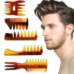 Styling Hair Comb Set Salon Barber Hairstylist Texture Comb 5 Pack Professional Hair Brush Retro Hairdressing Hair Care Style Accessory Double-sided for Men Boy Gentleman - Image 3