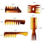 Styling Hair Comb Set Salon Barber Hairstylist Texture Comb 5 Pack Professional Hair Brush Retro Hairdressing Hair Care Style Accessory Double-sided for Men Boy Gentleman - Image 4