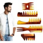 Styling Hair Comb Set Salon Barber Hairstylist Texture Comb 5 Pack Professional Hair Brush Retro Hairdressing Hair Care Style Accessory Double-sided for Men Boy Gentleman - Image 6