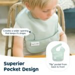 Tiny Twinkle Mess-Proof Baby Bibs for Eating | Waterproof, Wipeable Toddler Bibs with Catch-All Pocket | Feeding Bibs for Girls & Boys(3 Pack,Sage, Charcoal) - Image 6
