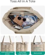 BAGSMART Expandable Tote Bag for Women, Puffer Work Tote Handbag, Quilted Carry On Bag for Travel Gym - Image 5
